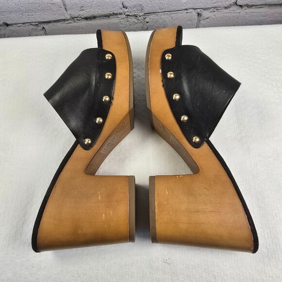 CLOUD AIR BLACK LEATHER BLOCK HEEL MULES SIZE 7 EUC - Picture 3 of 10